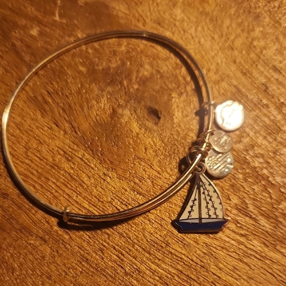 Alex and Ani Silver and Blue Geometric Bracelets - Picture 5 of 5